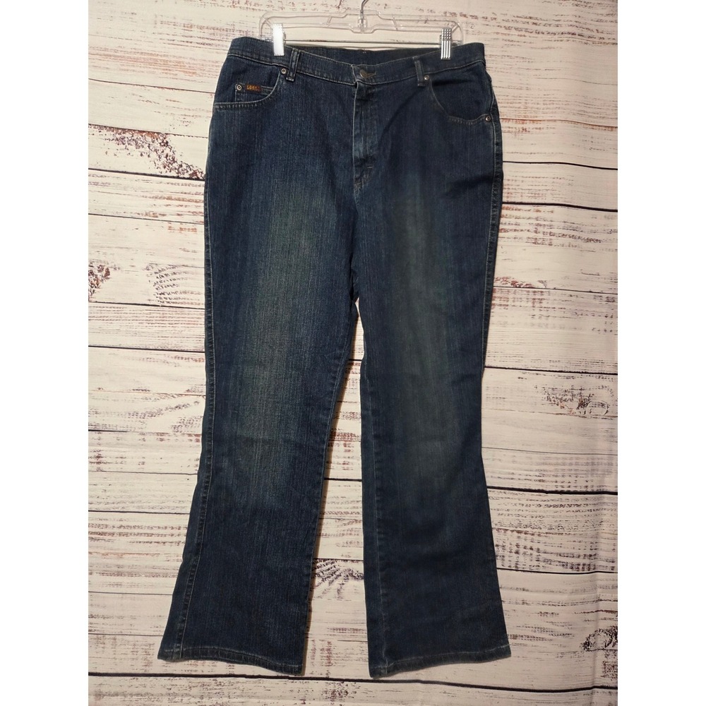 Lee Womens High Rise Straight Leg Jeans Dark Wash Denim 16M Classic